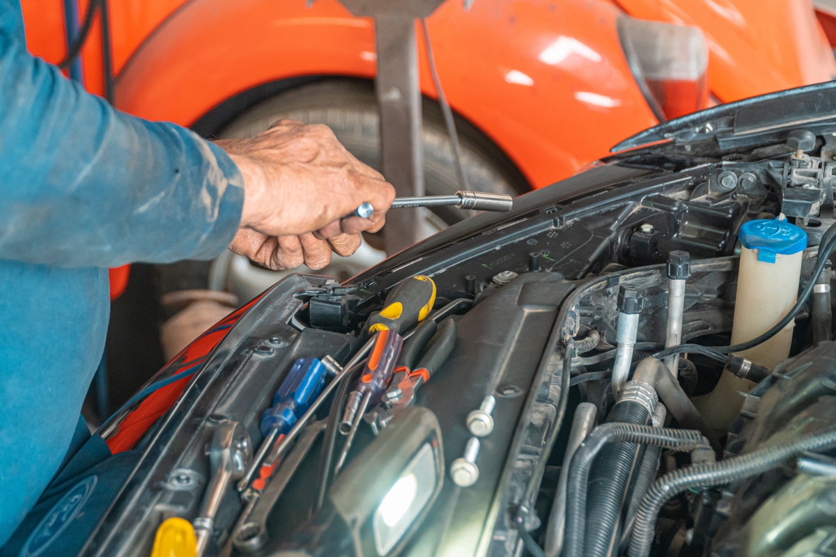 fixing the car