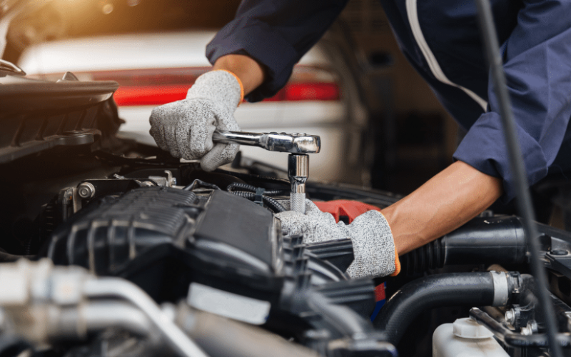 fixing the car
